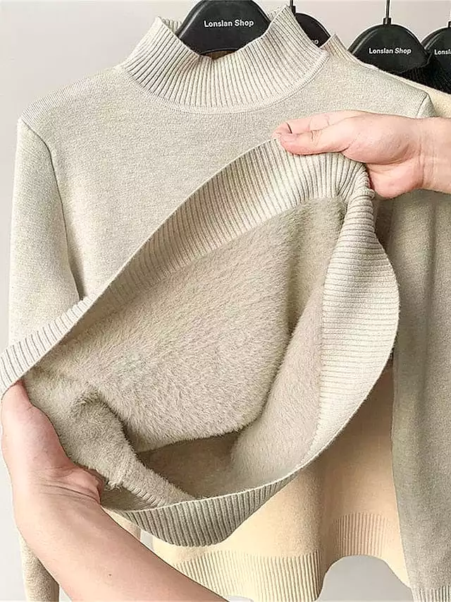 Women's Chunky Turtleneck Oversized Sweater with Ribbed Knit