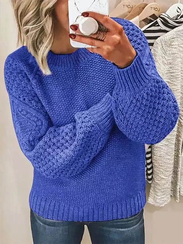 Women's Oversized Ribbed Knit Cotton Pullover Sweater