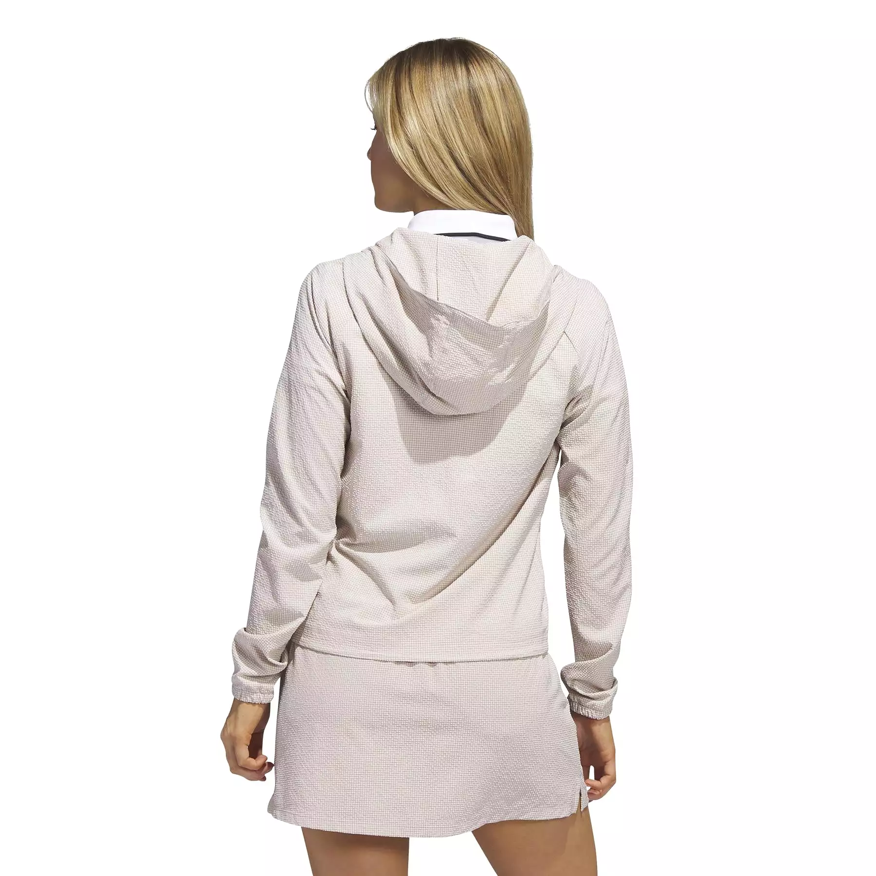 Womens Searsucker Quarter Zip Hoodie Wonder Taupe - SU23