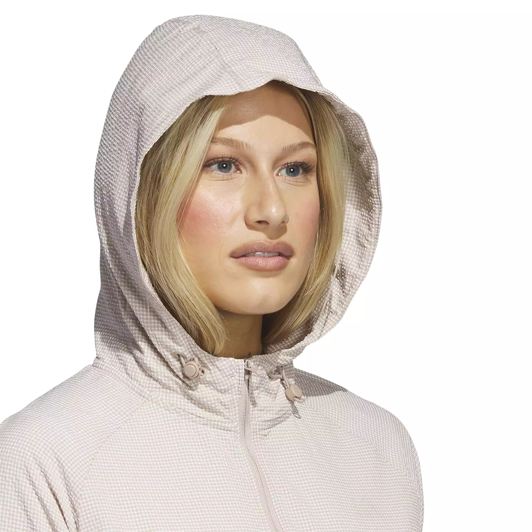 Womens Searsucker Quarter Zip Hoodie Wonder Taupe - SU23