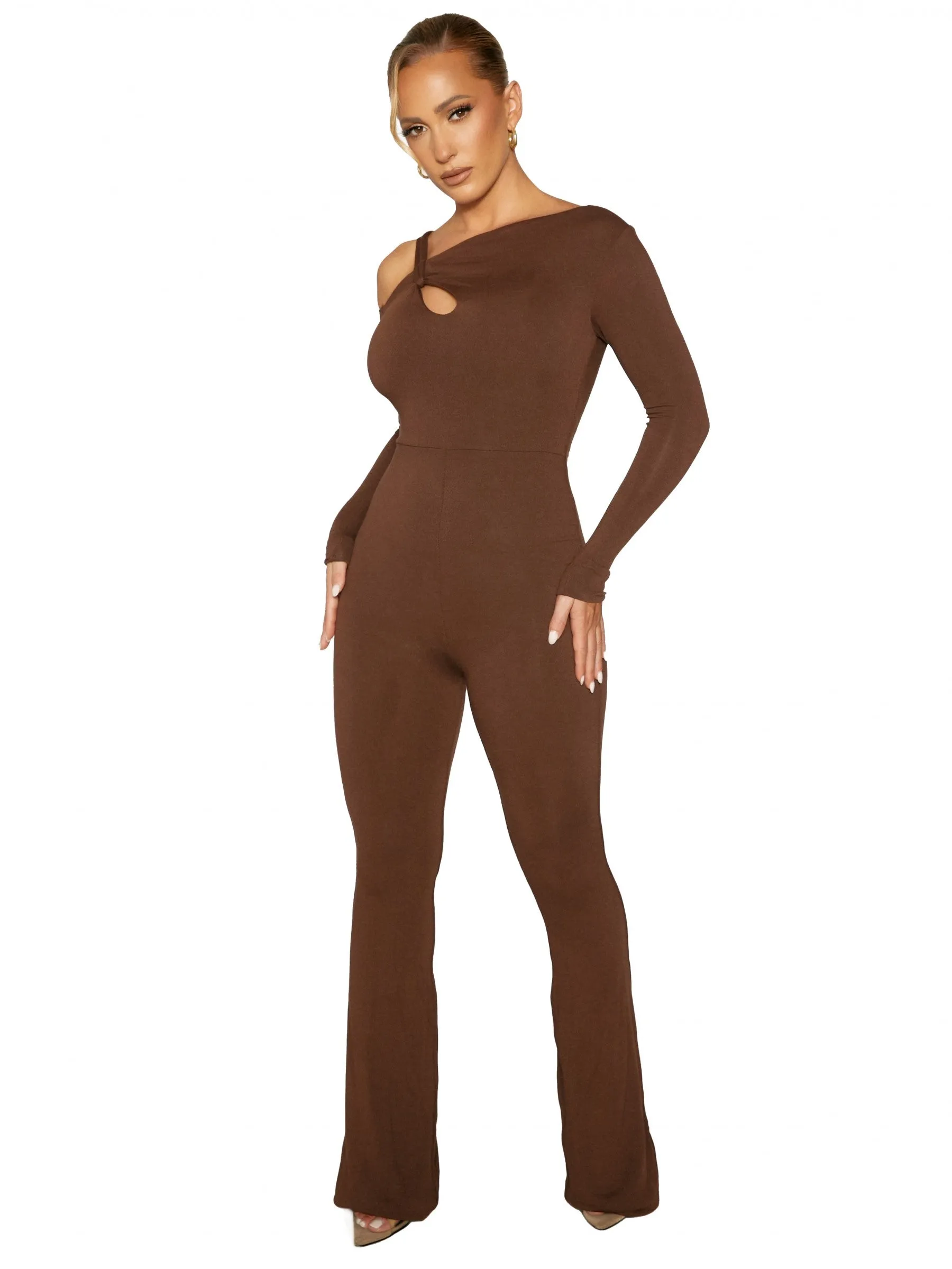 Women's Sexy Thick Cotton Diagonal Collar Long Sleeve Jumpsuits