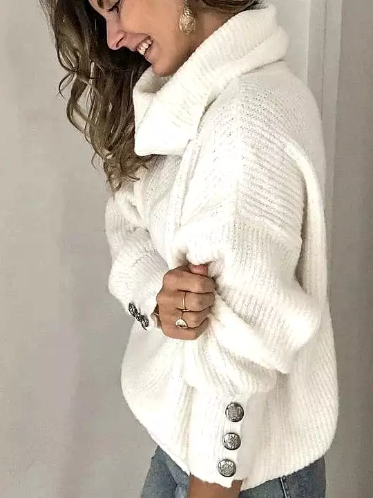 Women's Turtleneck Sweatshirt Sweater with Long Sleeves