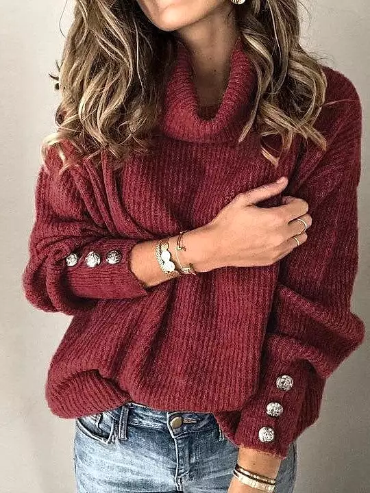 Women's Turtleneck Sweatshirt Sweater with Long Sleeves