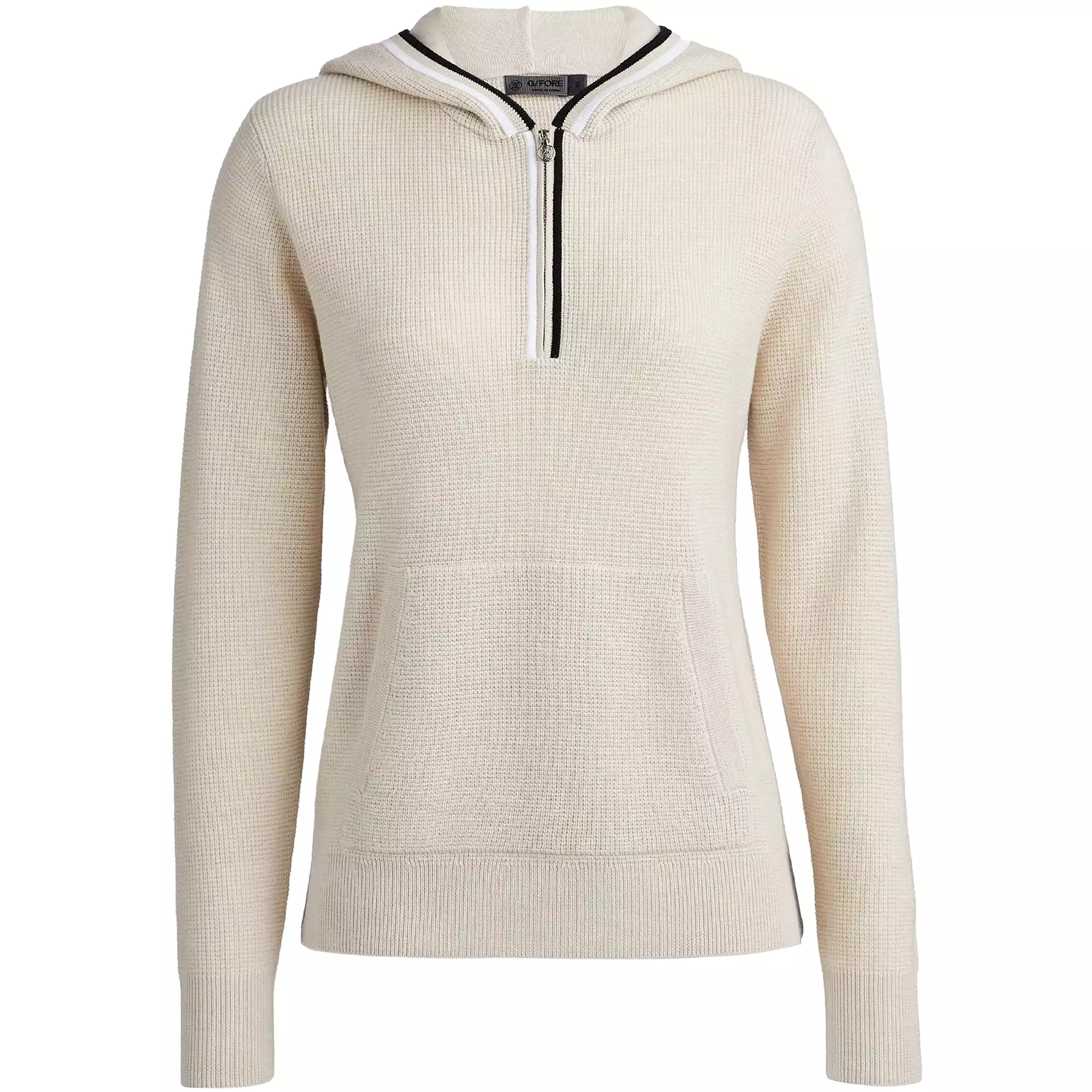 Womens Waffle Stitch Merino Wool Hoodie Stone Heather - AW23