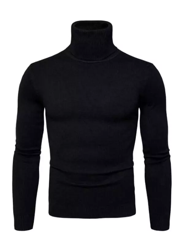 Wool Thick Knitted Turtleneck Men Sweater