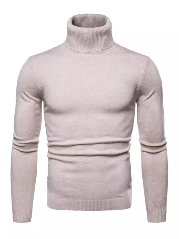 Wool Thick Knitted Turtleneck Men Sweater