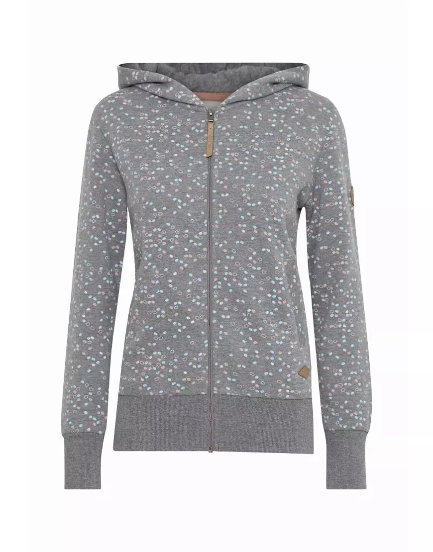 Zipper Hoodie Dot Pattern-Grey