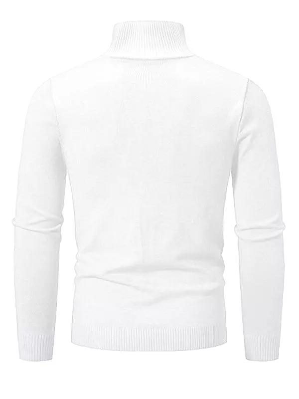 Zipper Turtleneck Men Pullover Sweater